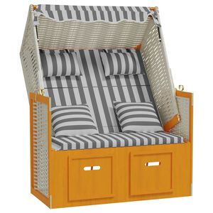 vidaXL Strandkorb con Cuscini Polyrattan Legno Massello Bianco Grigio