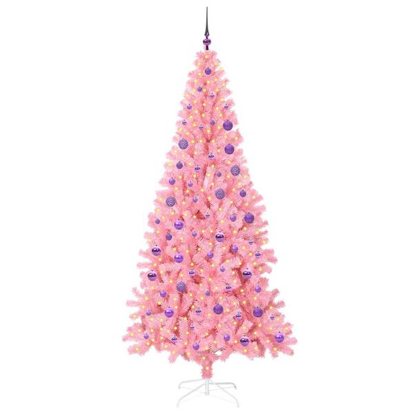 vidaXL Albero di Natale con 300 LED con supporto Rosa 180 cm PVC