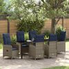 vidaXL Set da Pranzo per Giardino con cuscino 7 pcs Nero Poly Rattan