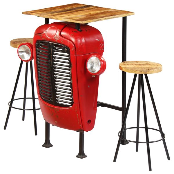 vidaXL Set da Bar 3 pz in Legno Massello di Mango 60x60x107 cm