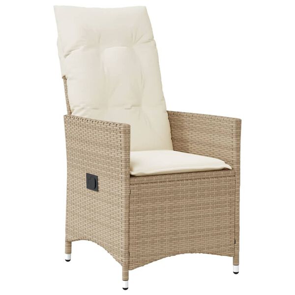 vidaXL Set da Bistr&ograve; da Giardino 9 pz con Cuscini Beige in Polyrattan