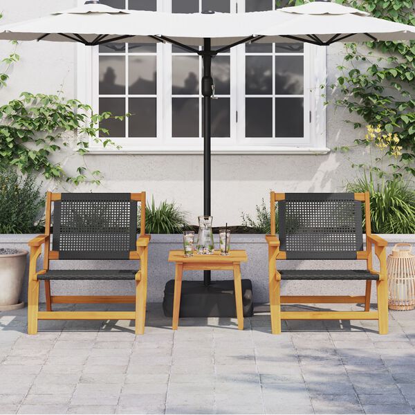 vidaXL Sedie da Giardino con Tavolo 3 pcs Nero 45 x 45 x 40 cm