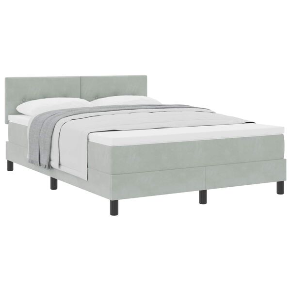 vidaXL Letto a molle con materasso Grigio chiaro 140 x 190 cm Velluto