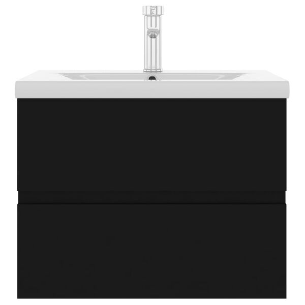 vidaXL Mobile con Lavabo Integrato Nero in Legno Multistrato