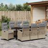 vidaXL Set da Pranzo per Giardino con cuscino 9 pcs Beige polyrattan