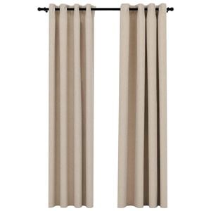 vidaXL Tende Oscuranti Effetto Lino con Occhielli 2pz Beige 140x225 cm