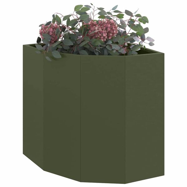 vidaXL Vaso d'angolo Oliver verde 45 x 45 x 50 cm Acciaio