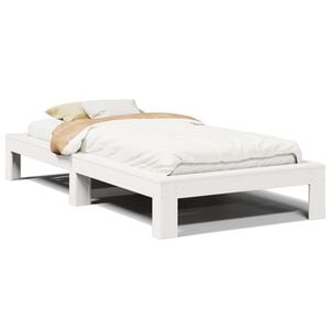 vidaXL Giroletto senza Materasso Bianco 100x200 cm Legno Massello Pino