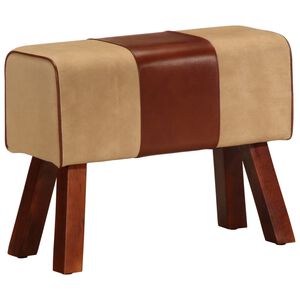 vidaXL Panca da Palestra 58 cm Vera Pelle Marrone e Massello di Mango