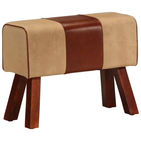 vidaXL Panca da Palestra 58 cm Vera Pelle Marrone e Massello di Mango