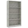 vidaXL Libreria 4 Ripiani Grigio Cemento 80x24x142cm Legno Multistrato