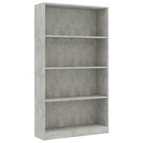 vidaXL Libreria 4 Ripiani Grigio Cemento 80x24x142cm Legno Multistrato