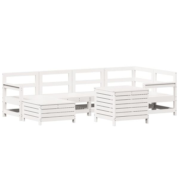 vidaXL Set Divani da Giardino 7 pz Bianco in Legno Massello di Pino