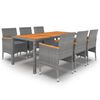 vidaXL Set Mobili da Pranzo per Giardino 7 pz in Polyrattan Grigio