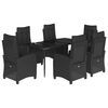 vidaXL Set da Pranzo da Giardino 7 pz Nero con Cuscini in Polyrattan