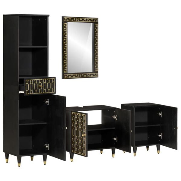 vidaXL Set Mobili da Bagno 4 pz in Legno Massello di Mango