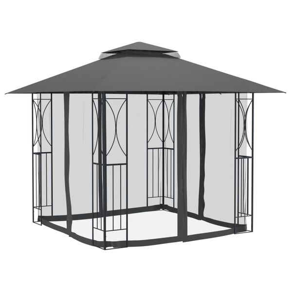 vidaXL Gazebo con Pareti Laterali Antracite 300x300x270 cm Acciaio