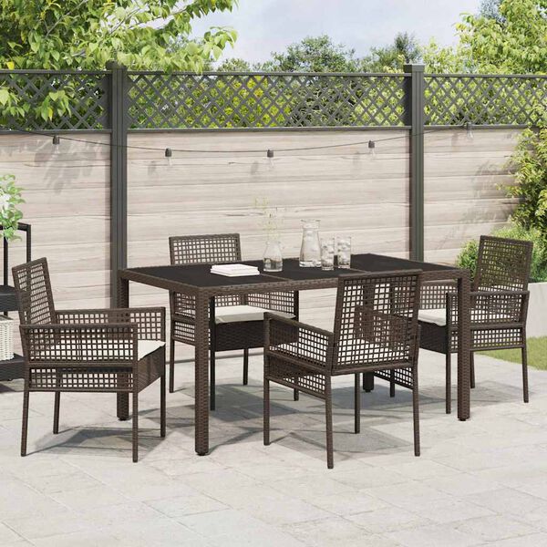 vidaXL Set da Pranzo per Giardino 5 pcs Marrone polyrattan