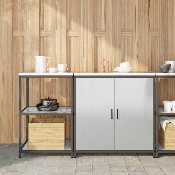 vidaXL Set di Stoccaggio per Cucina 2 pcs Argento Acciaio inossidabile