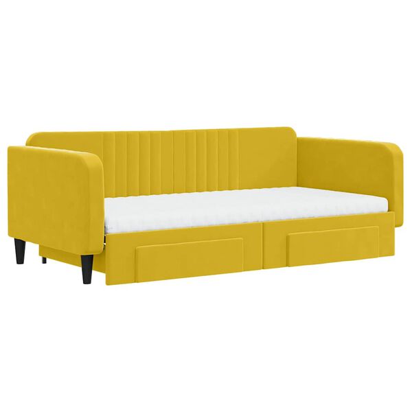 vidaXL Divano Letto Estraibile con Cassetti Giallo 100x200cm Velluto