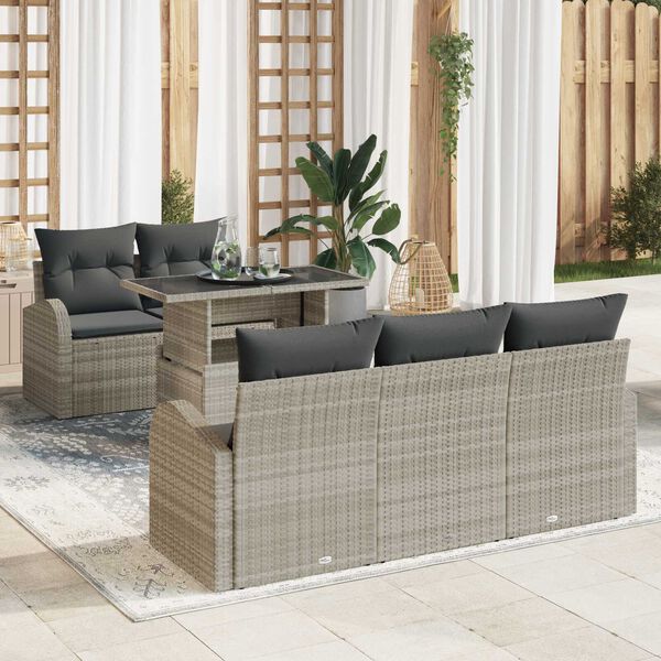 vidaXL Set Divano da Giardino 6 pcs Grigio chiaro polyrattan