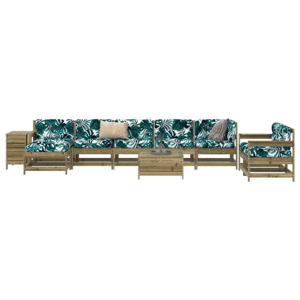 vidaXL Set Divani da Giardino 10 pz in Legno Impregnato di Pino