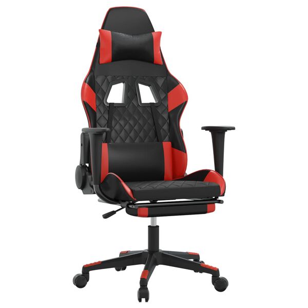 vidaXL Sedia da Gaming con Poggiapiedi Nero e Rosso in Similpelle