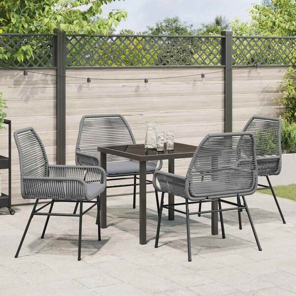 vidaXL Set da Pranzo per Giardino con cuscino 5 pcs Grigio polyrattan