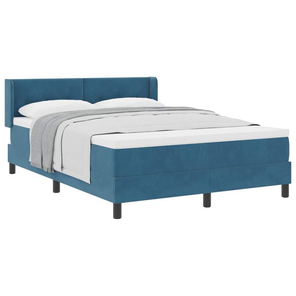 vidaXL Letto a molle con materasso Blu Scuro 190 x 140 cm Velluto