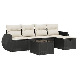 vidaXL Set Divano da Giardino 6 pz con Cuscini Nero in Polyrattan