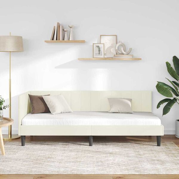 vidaXL Cornice del letto ad angolo Crema 80 cm x 200 cm Velluto