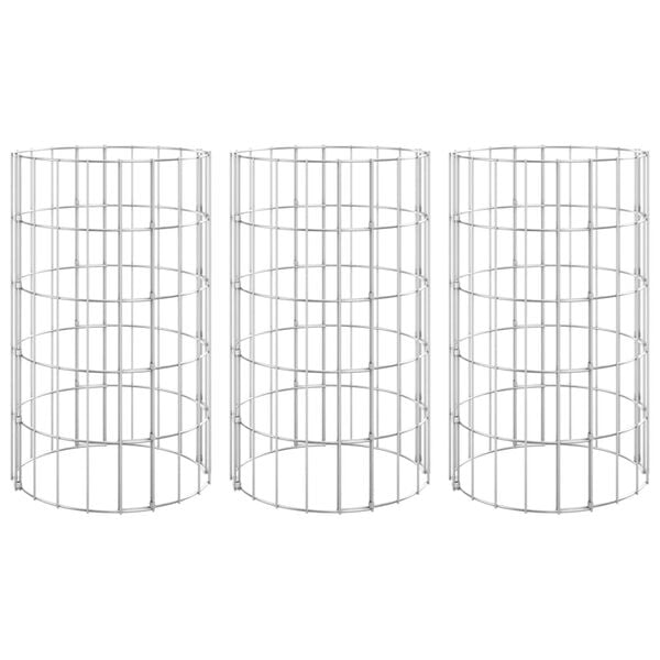 vidaXL Fioriere Gabbione Circolare 3 pz in Acciaio Zincato Ø30x50 cm