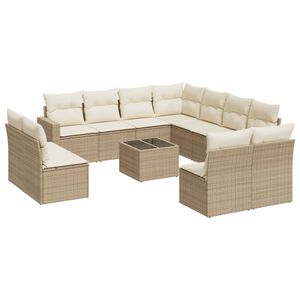 vidaXL Set Divani da Giardino 12 pz con Cuscini Beige in Polyrattan