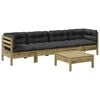 vidaXL Set Divani da Giardino 5pz con Cuscini Legno Impregnato di Pino