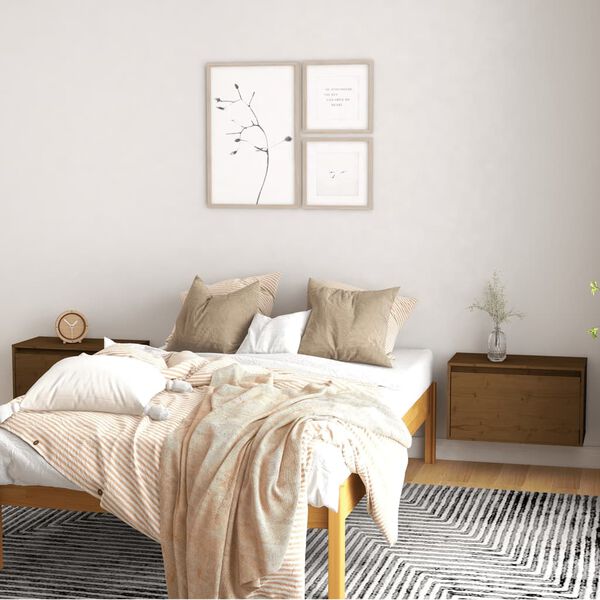 vidaXL Pensili ambra 2 pz 60x30x35 cm in Legno Massello di Pino