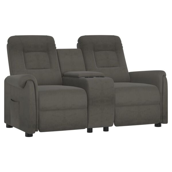 vidaXL Divano Massaggio a 2 Posti con Portabicchieri Grigio Scuro