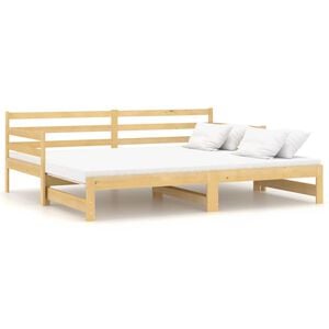vidaXL Divano Letto Estraibile in Legno Massello di Pino 2x(90x200) cm