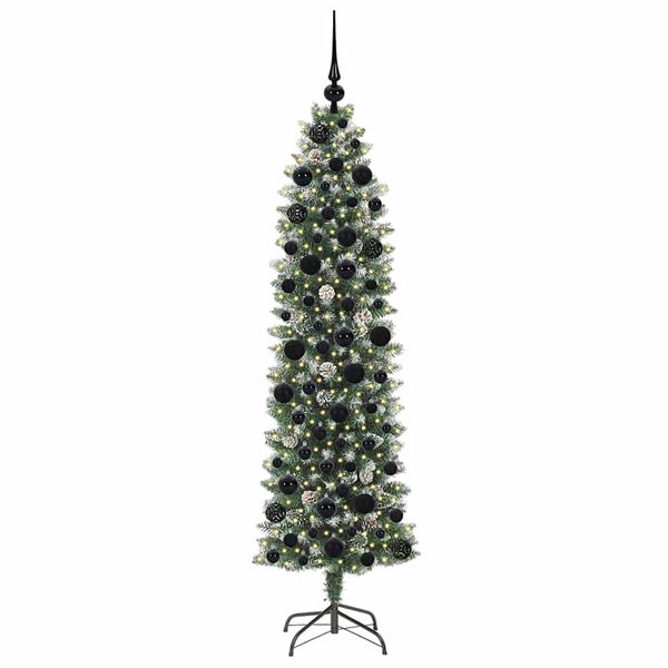 vidaXL Albero di Natale Artificiale Sottile Verde e Bianco 180 cm