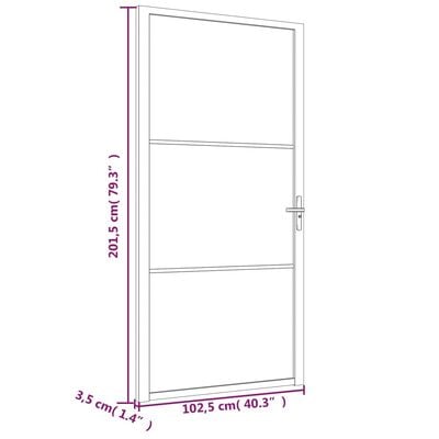 vidaXL Porta Interna 102,5x201,5 cm Nero Opaco in Vetro e Alluminio