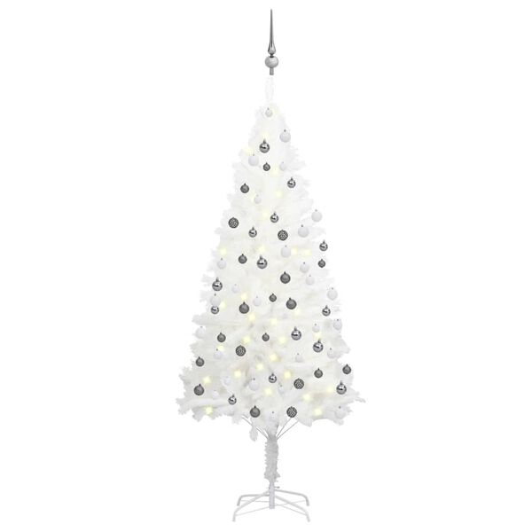 vidaXL Albero di Natale Preilluminato con Palline Bianco 180 cm