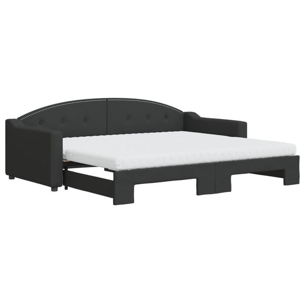 vidaXL Divano Letto Estraibile con Materassi Nero 90x200 cm in Tessuto