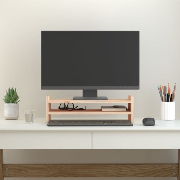 vidaXL Supporto per Monitor 50x27x15 cm in Legno Massello di Pino