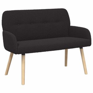 vidaXL Divano a 2 Posti con Gambe in Legno Massello Nero Boucl&eacute;