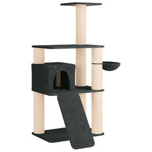 vidaXL Albero per gatti con pali per graffiare in sisal Grigio Scuro