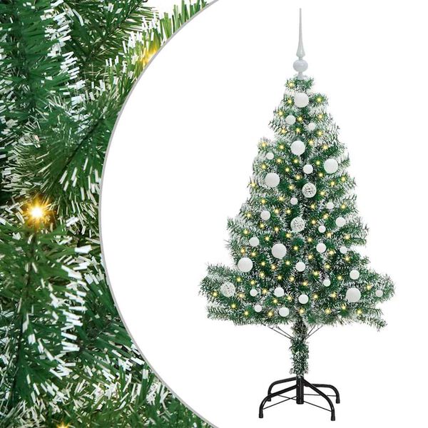 vidaXL Albero di Natale Artificiale Imbiancato con Luci LED 120 cm