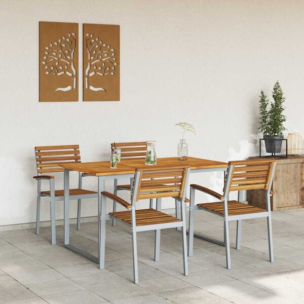 vidaXL Set da Pranzo per Giardino 5 pcs Grigio e marrone
