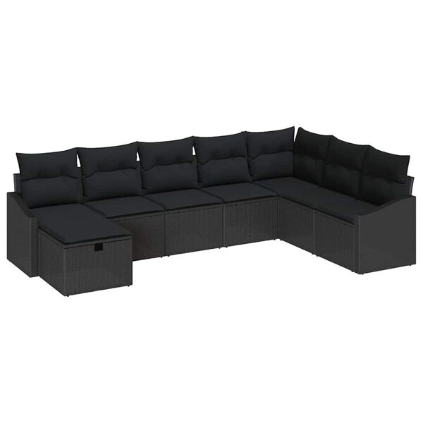vidaXL Set Divano da Giardino 8 pcs Nero 55 x 62 x 69 cm Poly Rattan