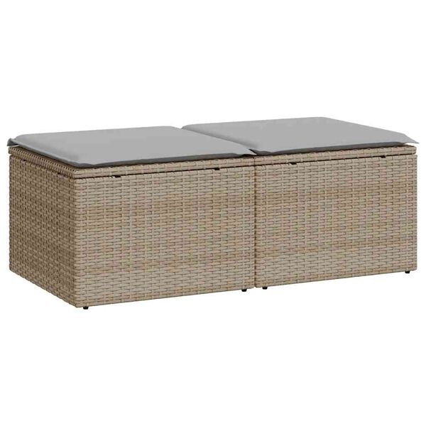 vidaXL Set Divano da Giardino 2 pz con Cuscini Beige Polyrattan Acacia