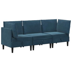 vidaXL Set di mobili per il soggiorno 3 pz Blu Velluto