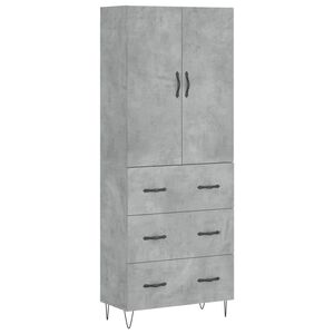 vidaXL Credenza Grigio Cemento 69,5x34x180 cm in Legno Multistrato